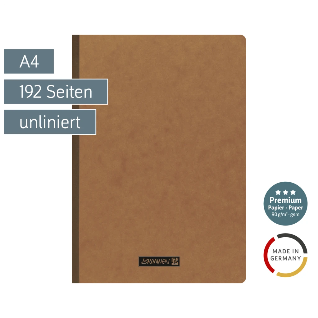 Notizbuch Premium FACT!plus Kladde | A4, unliniert, braun
