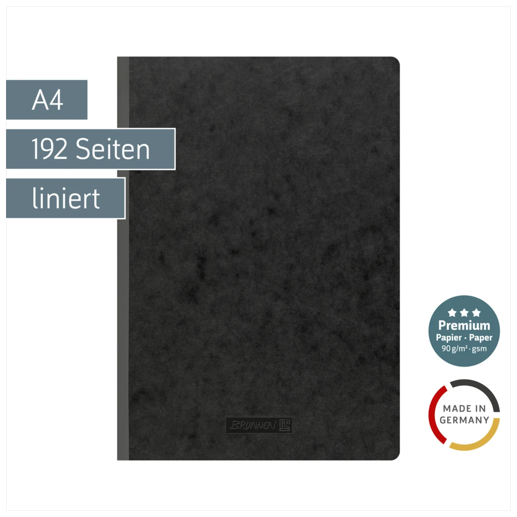 Notizbuch Premium FACT!plus Kladde | A4, liniert, schwarz
