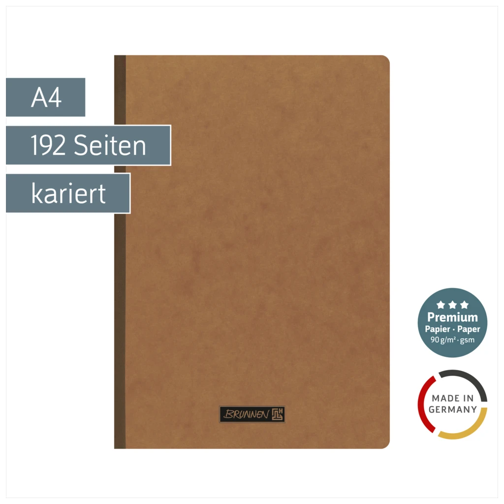 Notizbuch Premium FACT!plus Kladde | A4, kariert, braun