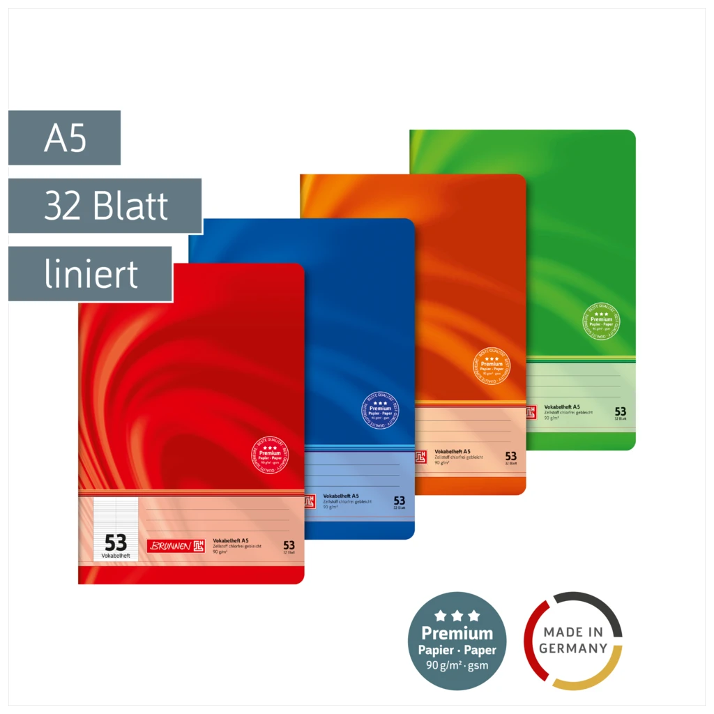 Vokabelheft Premium Vivendi | A5, Lineatur 53, 32 Blatt, sortiert