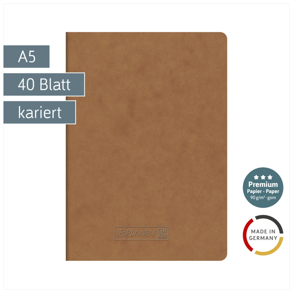 Heft Premium FACT!plus | A5, kariert, 40 Blatt, braun