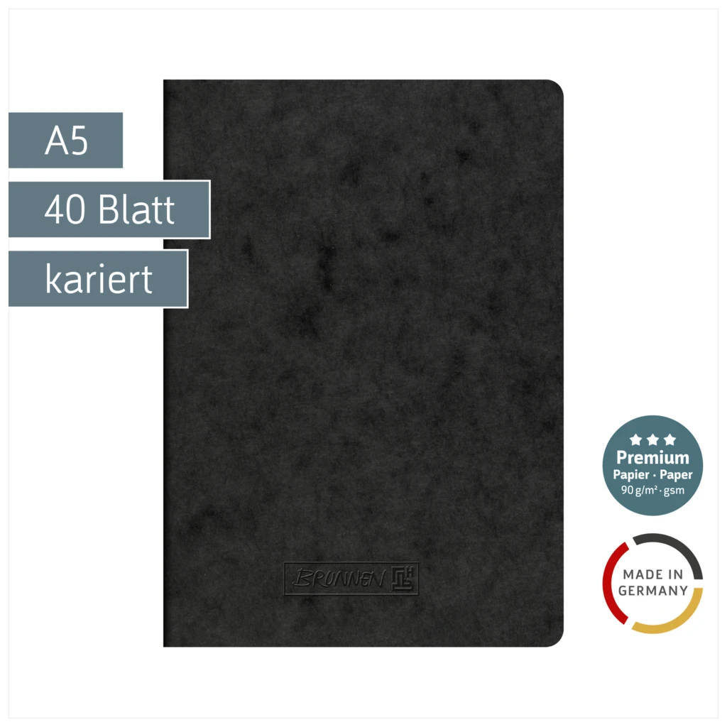 Heft Premium FACT!plus | A5, kariert, 40 Blatt, schwarz