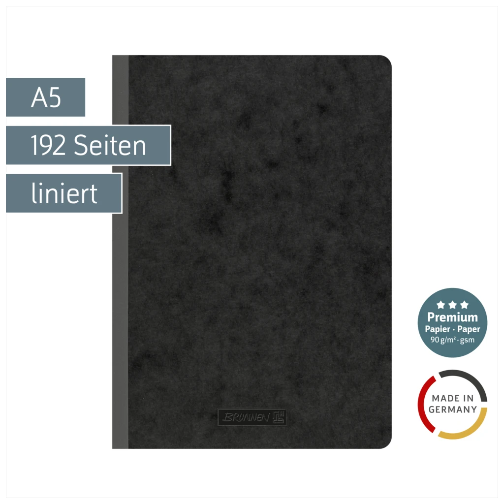 Notizbuch Premium FACT!plus Kladde | A5, liniert, schwarz
