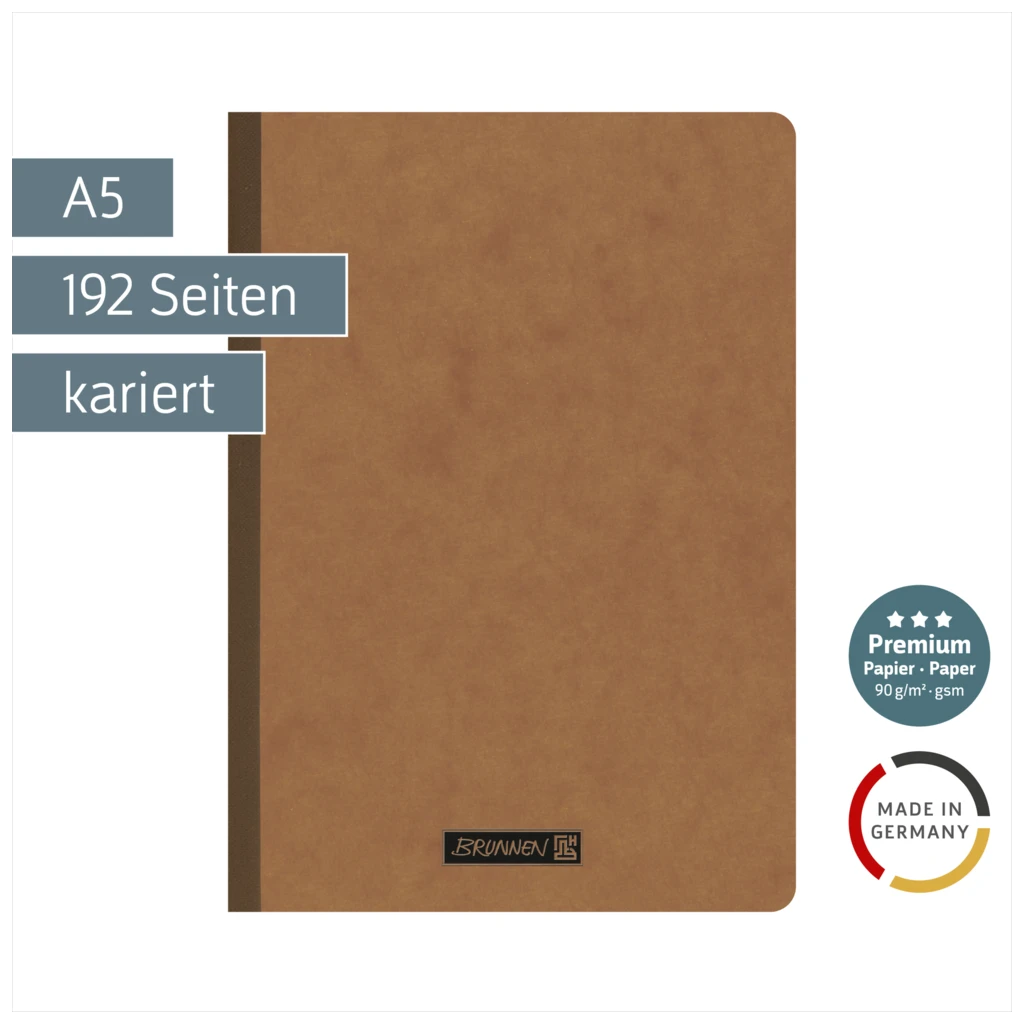 Notizbuch Premium FACT!plus Kladde | A5, kariert, braun