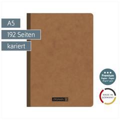 Notizbuch Premium FACT!plus Kladde | A5, kariert, braun