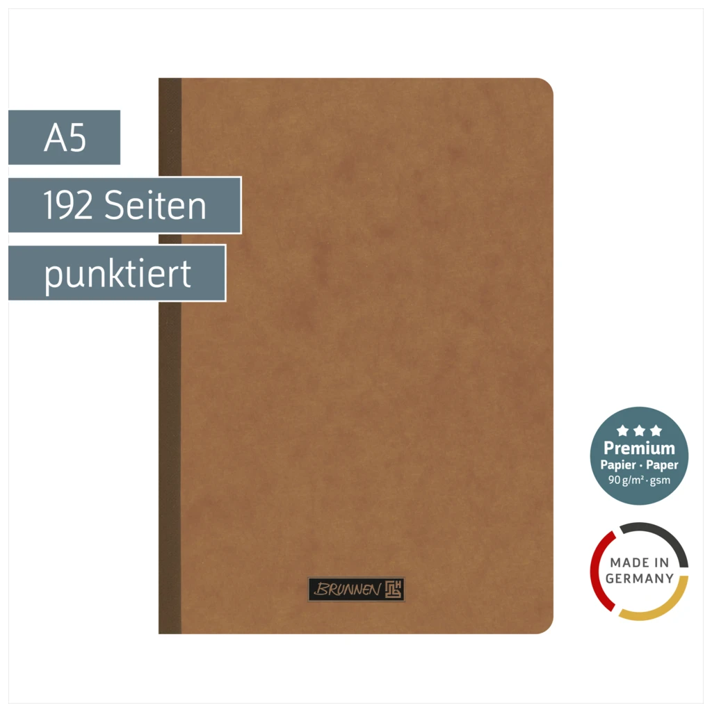 Notizbuch Premium FACT!plus Kladde | A5, punktiert, braun