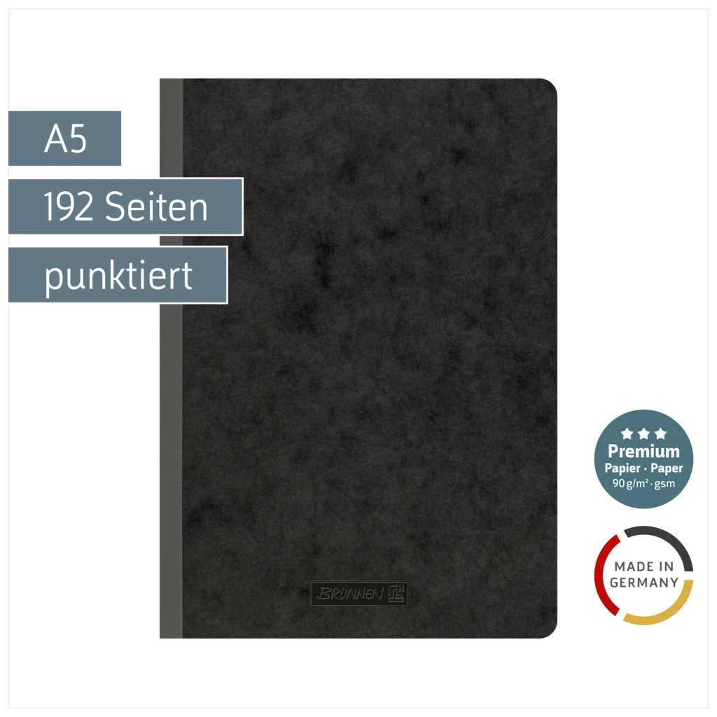 Notizbuch Premium FACT!plus Kladde | A5, punktiert, schwarz