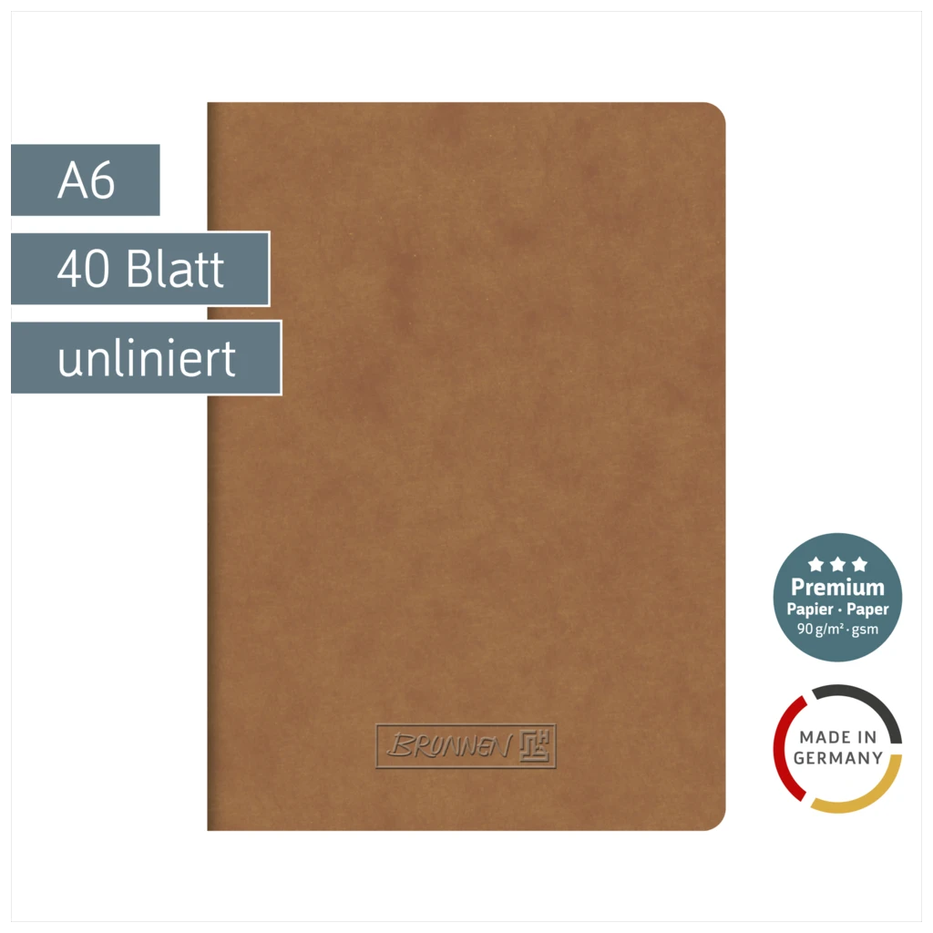 Heft Premium FACT!plus | A6, unliniert, 40 Blatt, braun