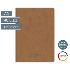 Heft Premium FACT!plus | A6, unliniert, 40 Blatt, braun