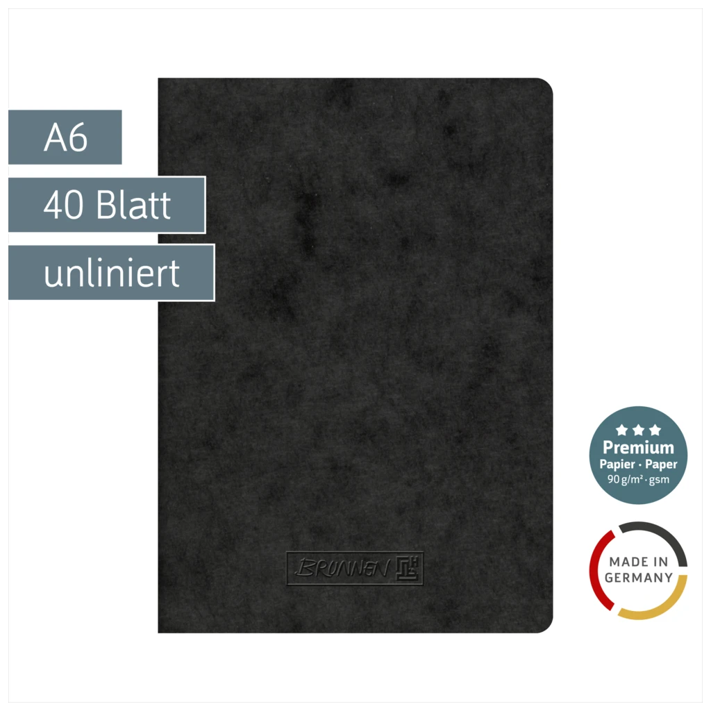 Heft Premium FACT!plus | A6, unliniert, 40 Blatt, schwarz