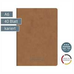 Heft Premium FACT!plus | A6, kariert, 40 Blatt, braun