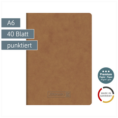 Heft Premium FACT!plus | A6, punktiert, 40 Blatt, braun