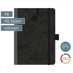 Notizbuch Premium FACT!plus Kladde | A6, unliniert, Gummizugverschluss, schwarz