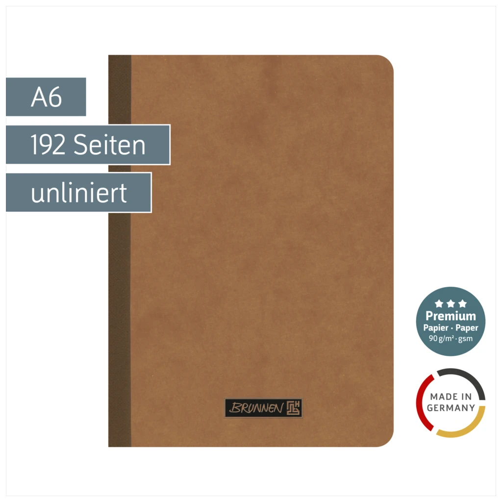 Notizbuch Premium FACT!plus Kladde | A6, unliniert, braun