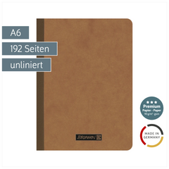 Notizbuch Premium FACT!plus Kladde | A6, unliniert, braun