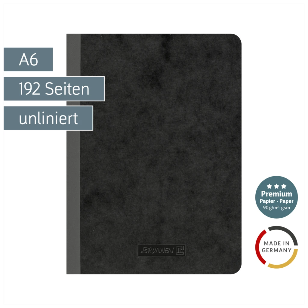 Notizbuch Premium FACT!plus Kladde | A6, unliniert, schwarz