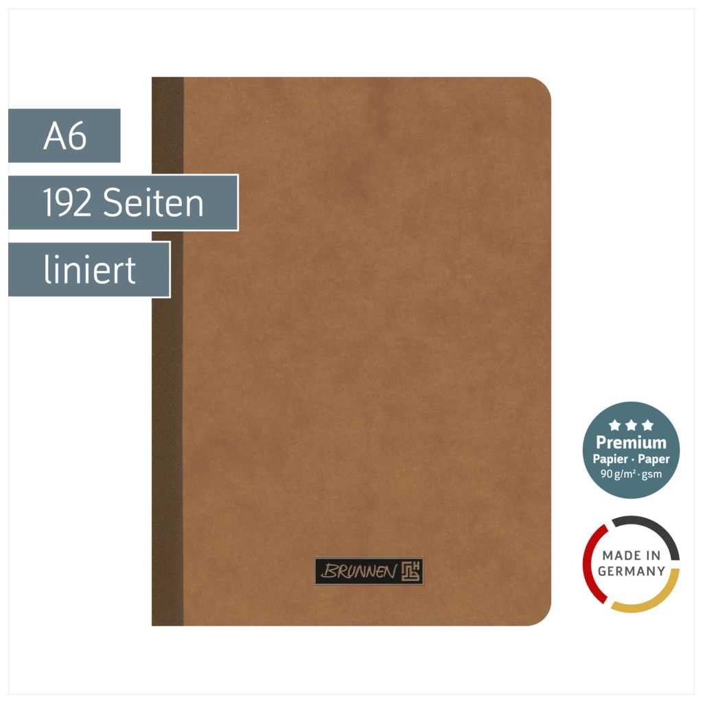 Notizbuch Premium FACT!plus Kladde | A6, liniert, braun