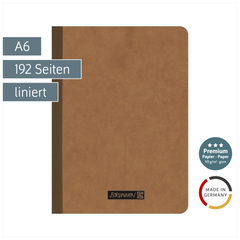 Notizbuch Premium FACT!plus Kladde | A6, liniert, braun