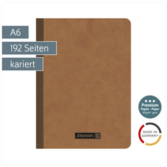 Notizbuch Premium FACT!plus Kladde | A6, kariert, braun