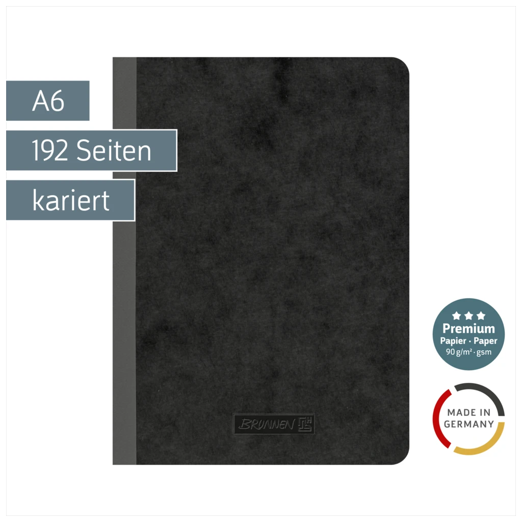 Notizbuch Premium FACT!plus Kladde | A6, kariert, schwarz