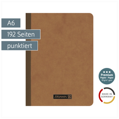 Notizbuch Premium FACT!plus Kladde | A6, punktiert, braun