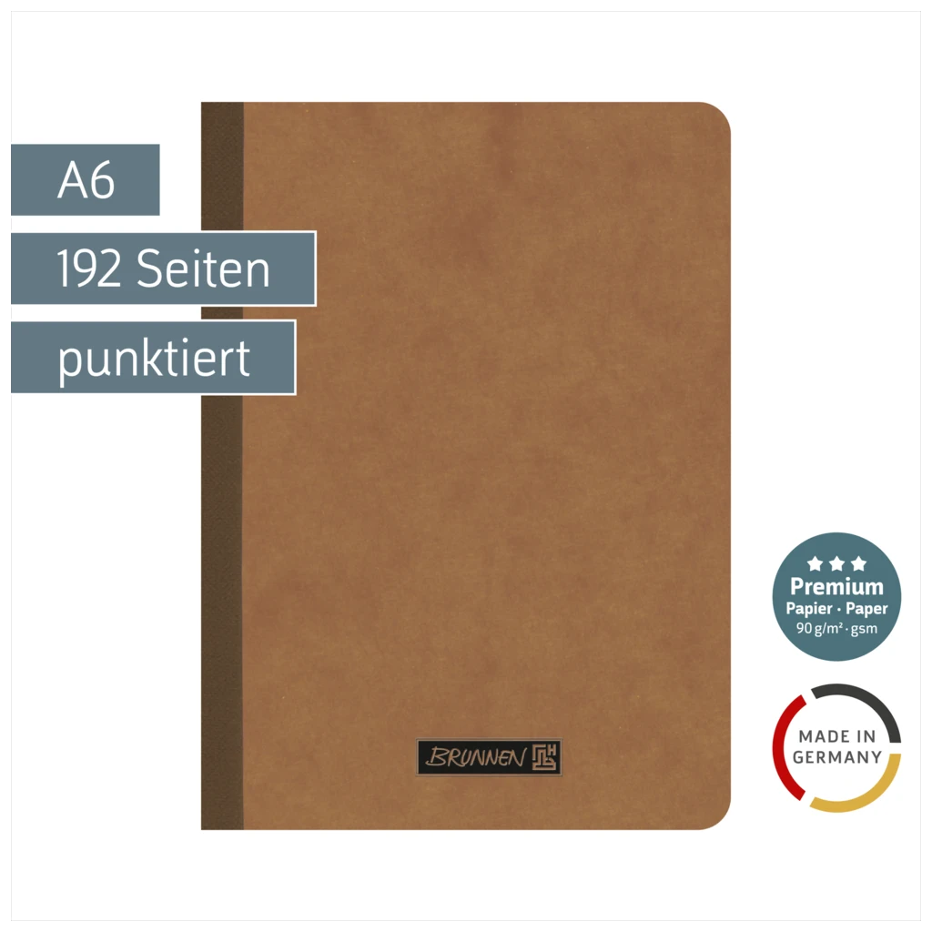Notizbuch Premium FACT!plus Kladde | A6, punktiert, braun