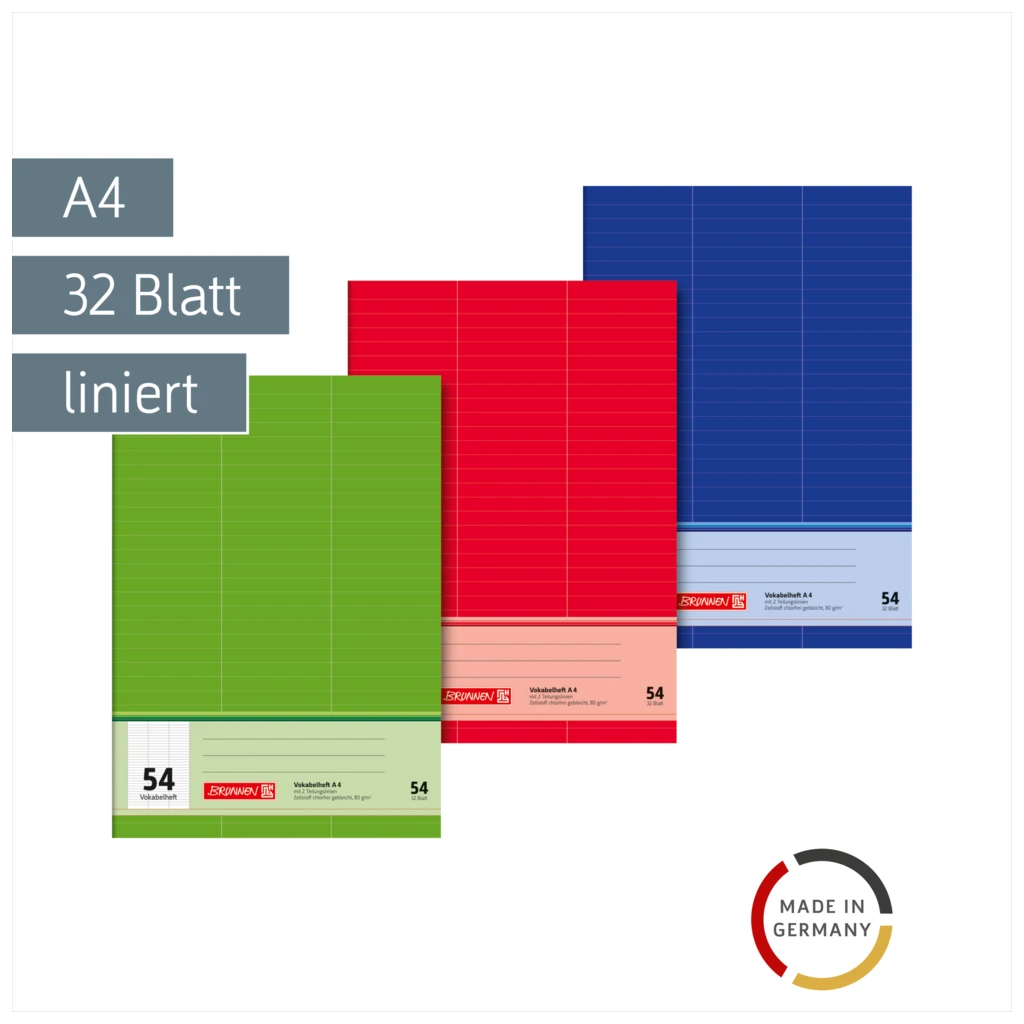 Vokabelheft | A4, Lineatur 54, 32 Blatt, sortiert
