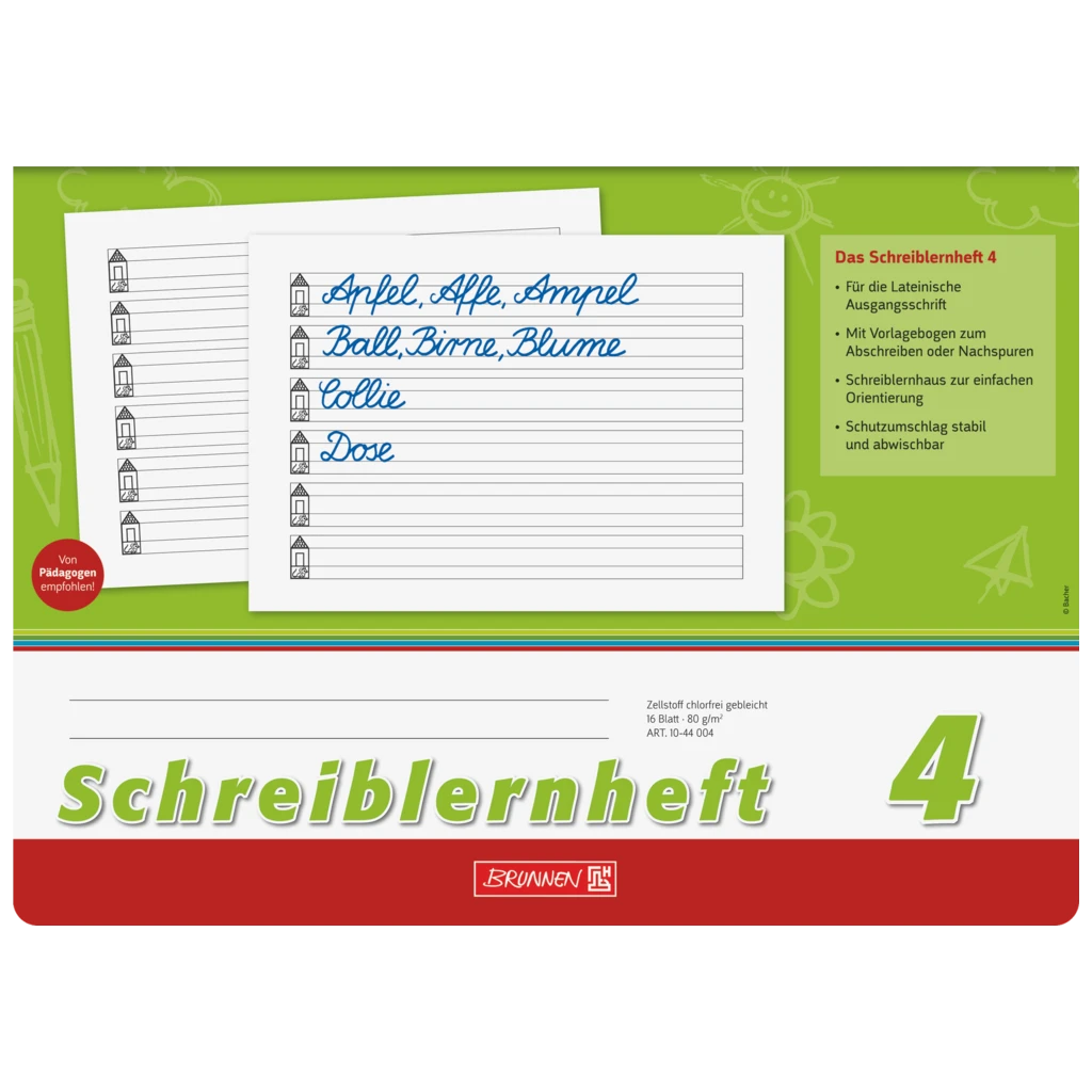 Schreiblernheft | A4 quer, Lineatur 4, 16 Blatt