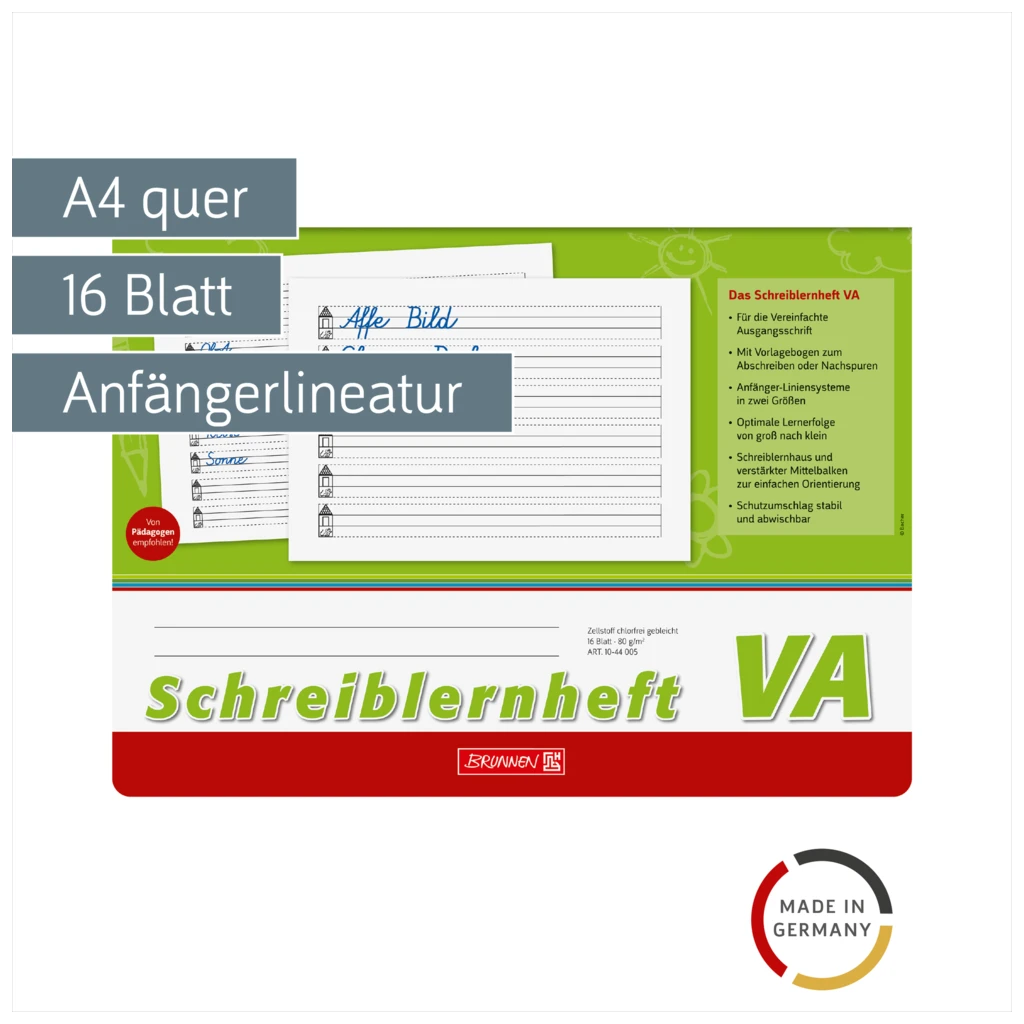 Schreiblernheft | A4 quer, Lineatur VA, 16 Blatt