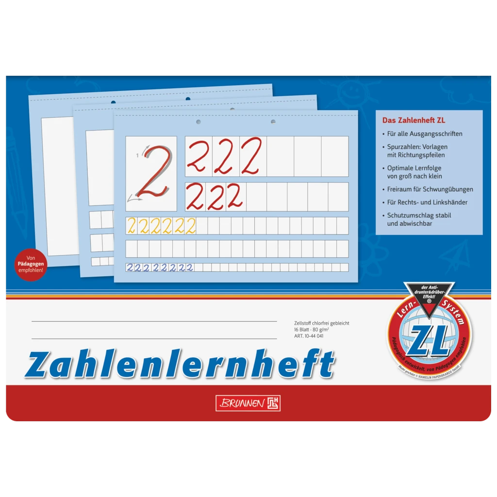 Zahlenlernheft | A4 quer, Lineatur ZL, 16 Blatt, blau