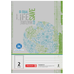 Schulheft Recycling | A4, Lineatur 2, 16 Blatt, grün/grau