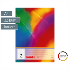 Schulheft | A4, Lineatur 7, 32 Blatt, mehrfarbig