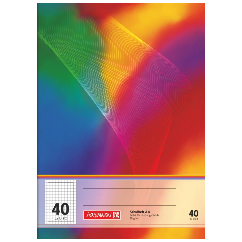Schulheft | A4, Lineatur 40, 32 Blatt, mehrfarbig