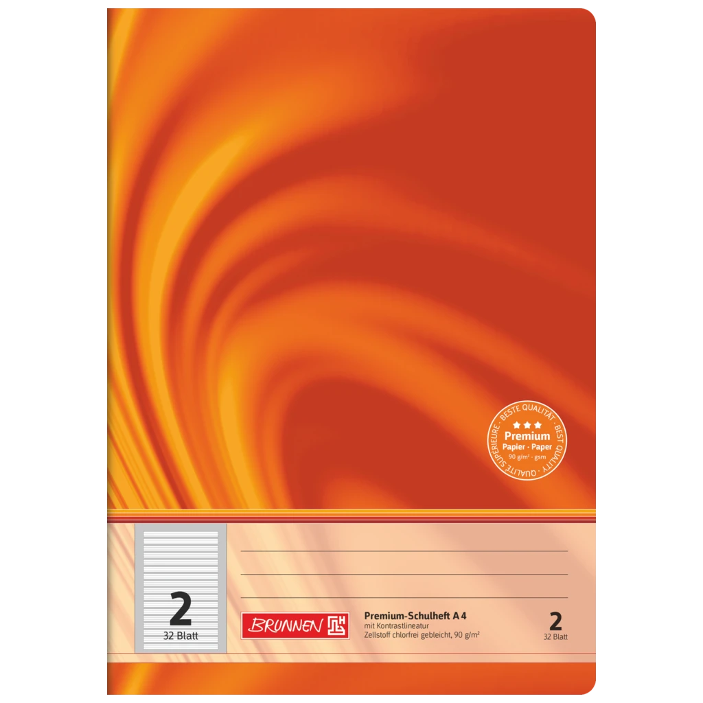 Schulheft Premium Vivendi | A4, Lineatur 2, 32 Blatt, orange