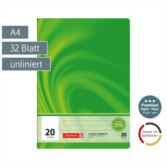 Schulheft Premium Vivendi | A4, Lineatur 20, 32 Blatt, grün