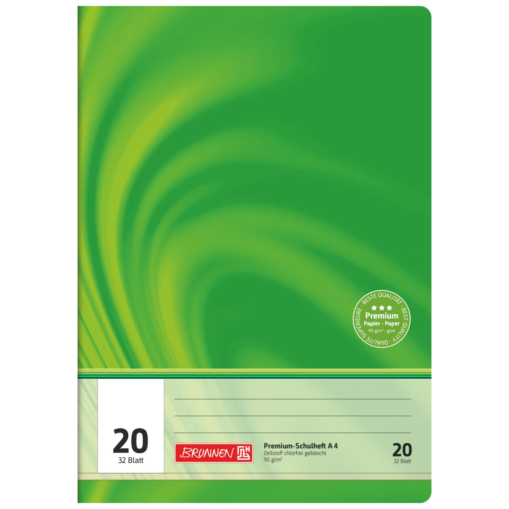 Schulheft Premium Vivendi | A4, Lineatur 20, 32 Blatt, grün
