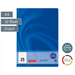 Schulheft Premium Vivendi | A4, Lineatur 25, 32 Blatt, blau