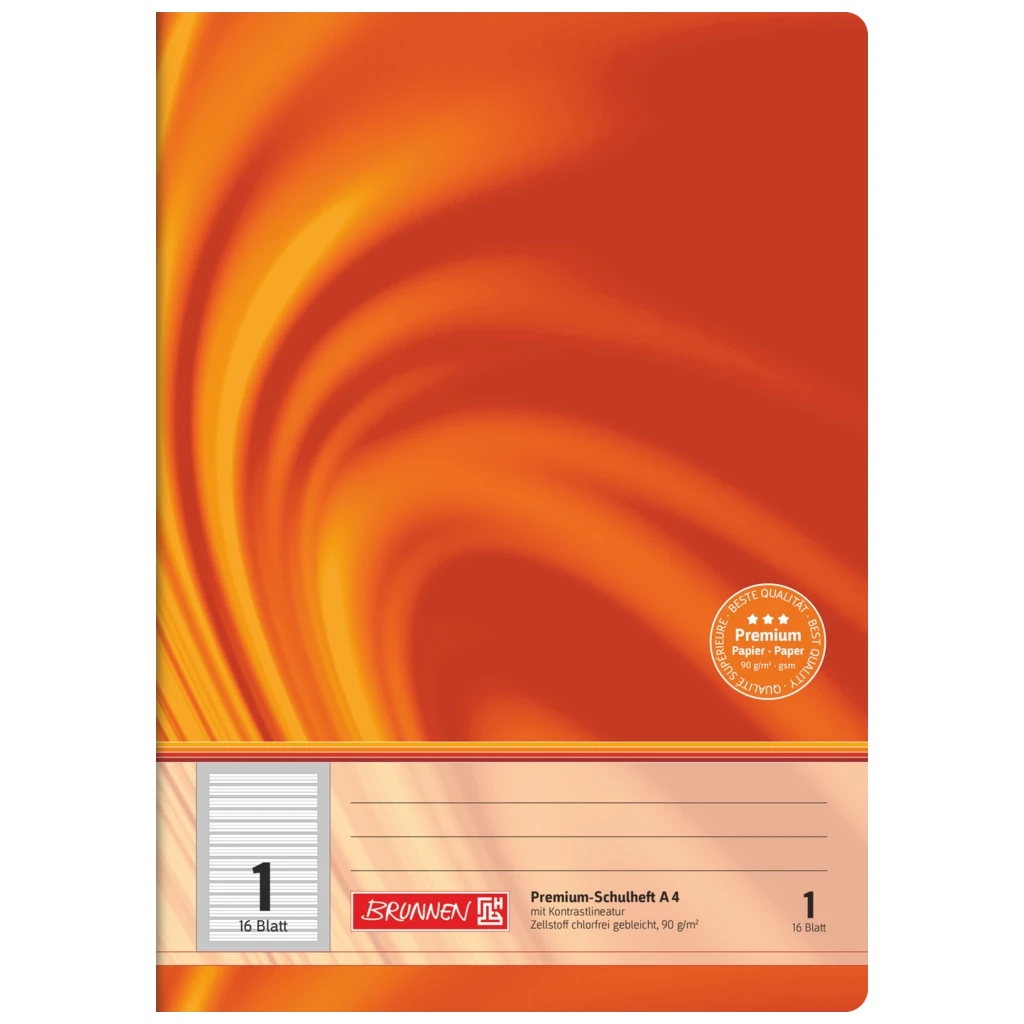 Schulheft Premium Vivendi | A4, Lineatur 1, 16 Blatt, orange