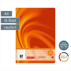 Schulheft Premium Vivendi | A4, Lineatur 8f, 16 Blatt, orange
