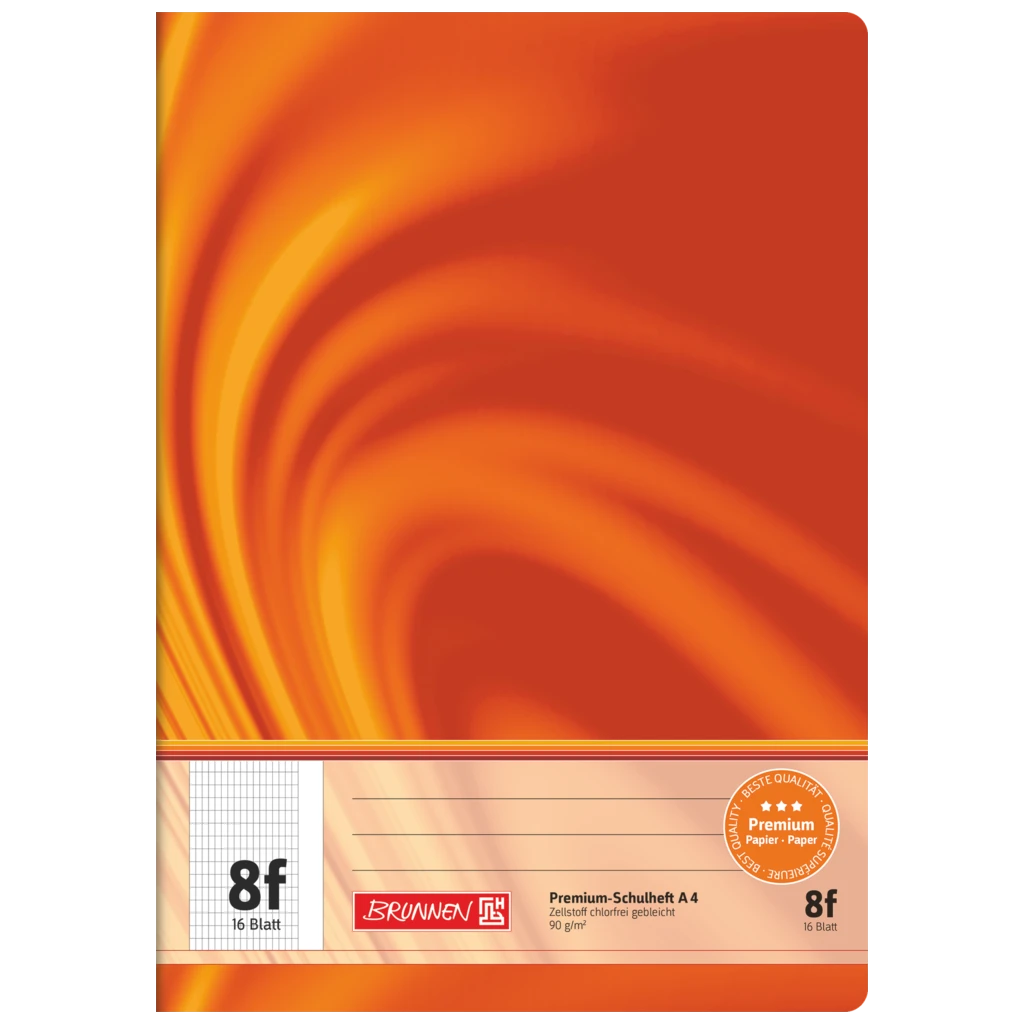 Schulheft Premium Vivendi | A4, Lineatur 8f, 16 Blatt, orange
