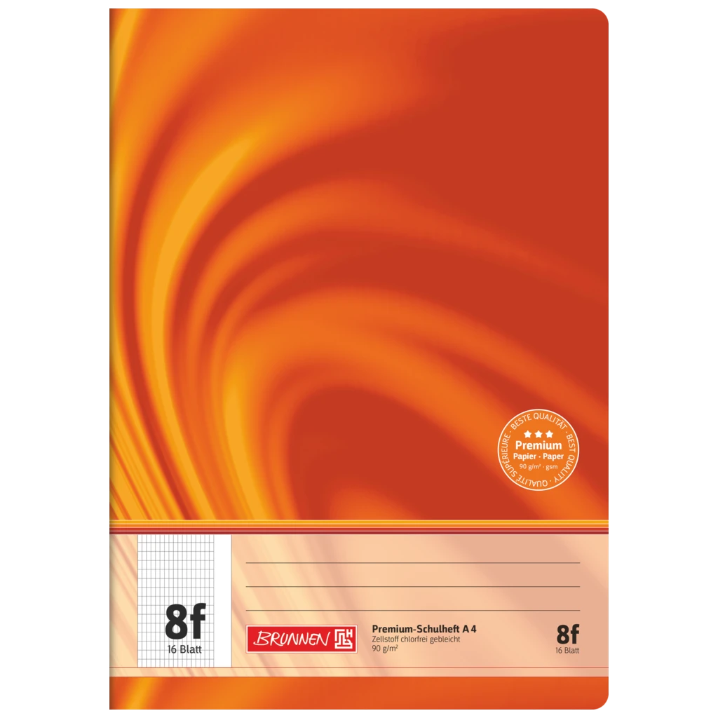 Schulheft Premium Vivendi | A4, Lineatur 8f, 16 Blatt, orange