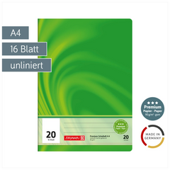 Schulheft Premium Vivendi | A4, Lineatur 20, 16 Blatt, grün