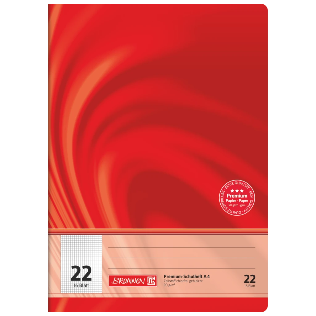 Schulheft Premium Vivendi | A4, Lineatur 22, 16 Blatt, rot