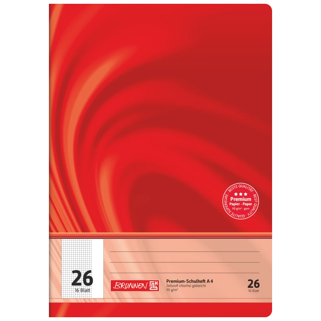 Schulheft Premium Vivendi | A4, Lineatur 26, 16 Blatt, rot