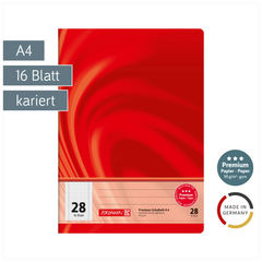 Schulheft Premium Vivendi | A4, Lineatur 28, 16 Blatt, rot