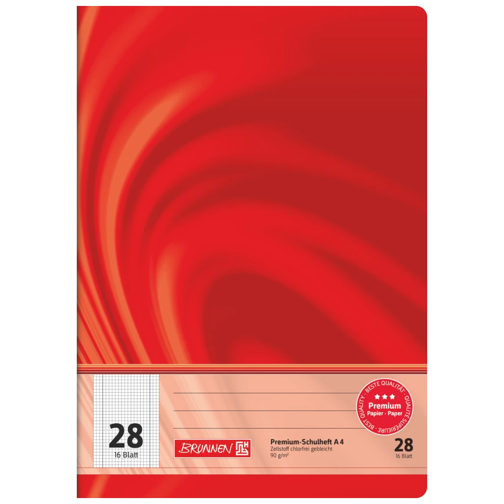Schulheft Premium Vivendi | A4, Lineatur 28, 16 Blatt, rot