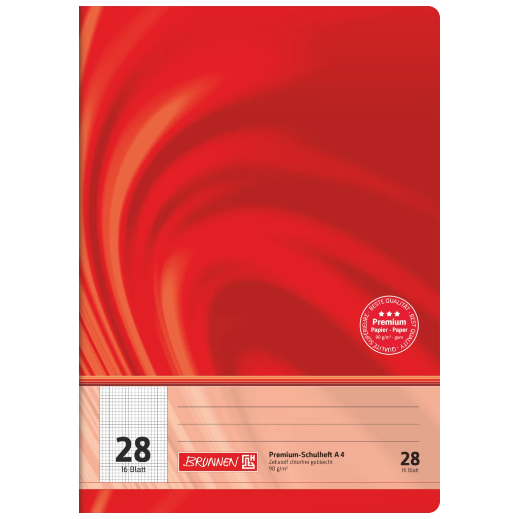 Schulheft Premium Vivendi | A4, Lineatur 28, 16 Blatt, rot