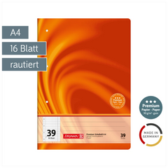 Schulheft Premium Vivendi | A4, Lineatur 39, 16 Blatt, orange