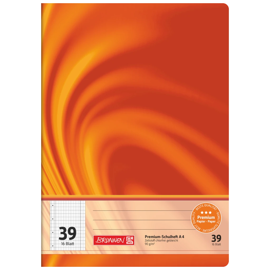 Schulheft Premium Vivendi | A4, Lineatur 39, 16 Blatt, orange