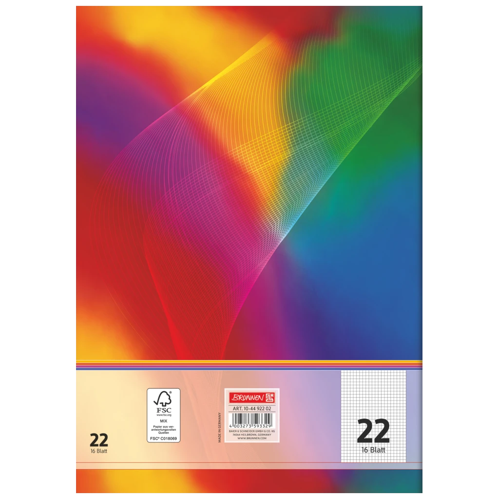 Schulheft | A4, Lineatur 22, 16 Blatt, mehrfarbig